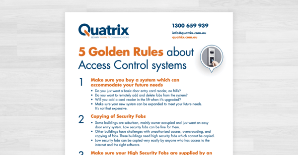 5 Golden Rules about Access Control systems